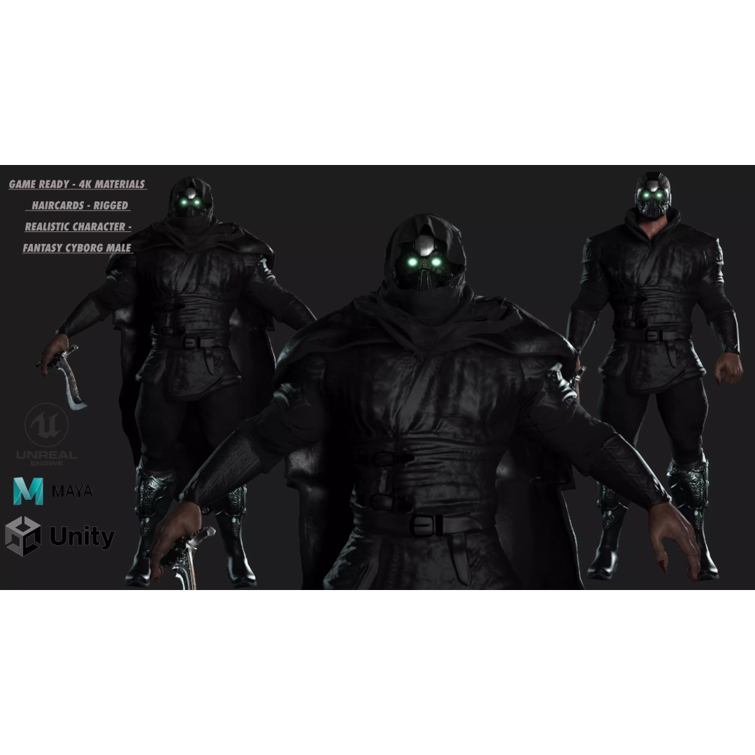 Cyborg Warrior 3D Model – Low Poly Game Ready Character, FBX - View 2