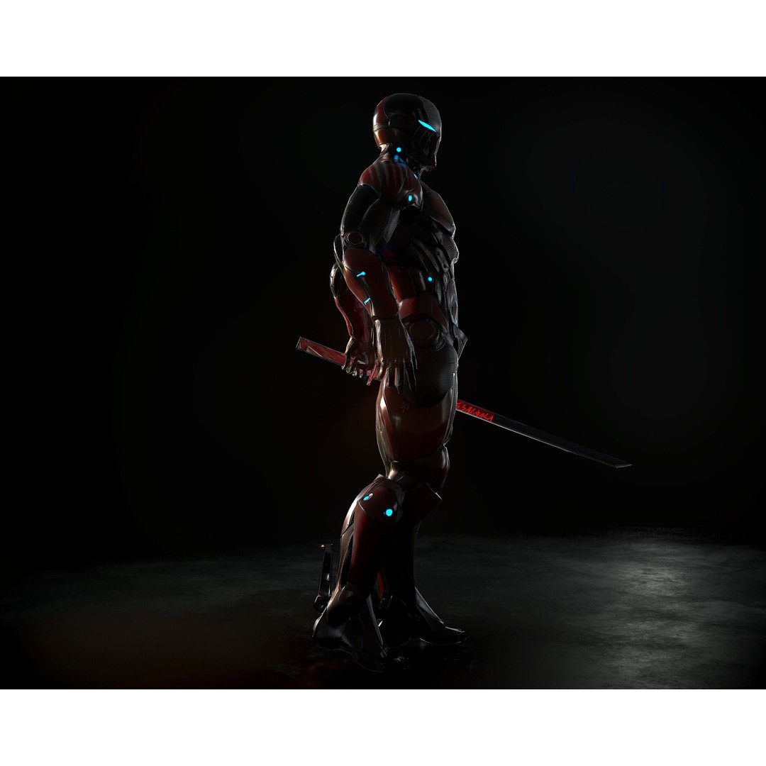 Cybernetic Warrior 3D Model – Low Poly Sci-Fi Character, FBX & OBJ - View 10