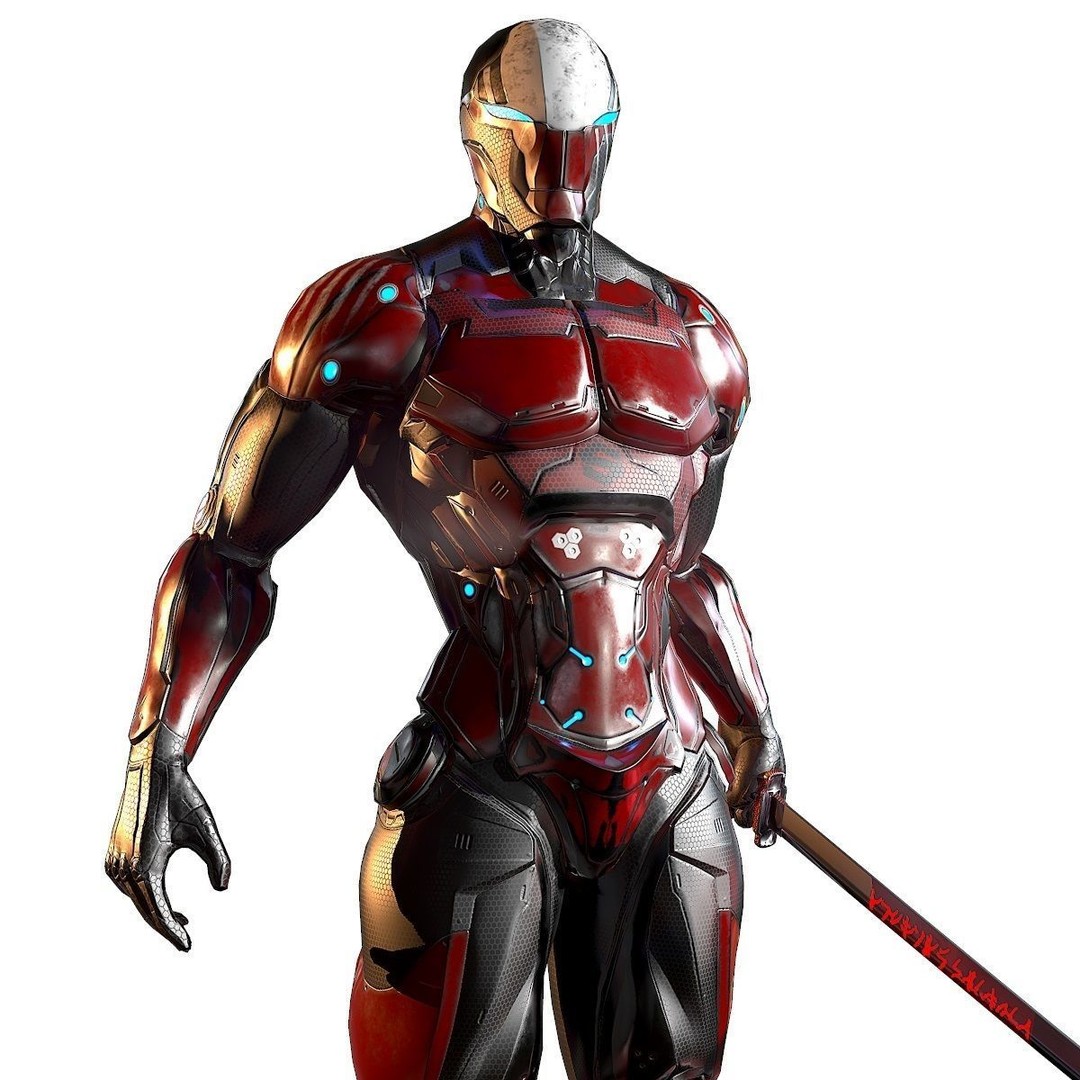 Cybernetic Warrior 3D Model – Low Poly Sci-Fi Character, FBX & OBJ - View 13