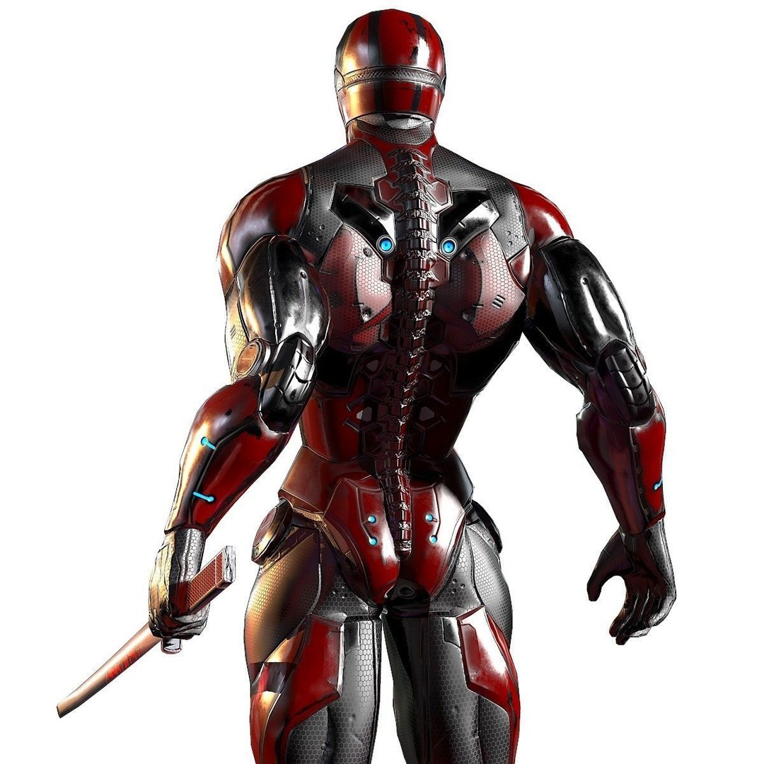 Cybernetic Warrior 3D Model – Low Poly Sci-Fi Character, FBX & OBJ - View 14
