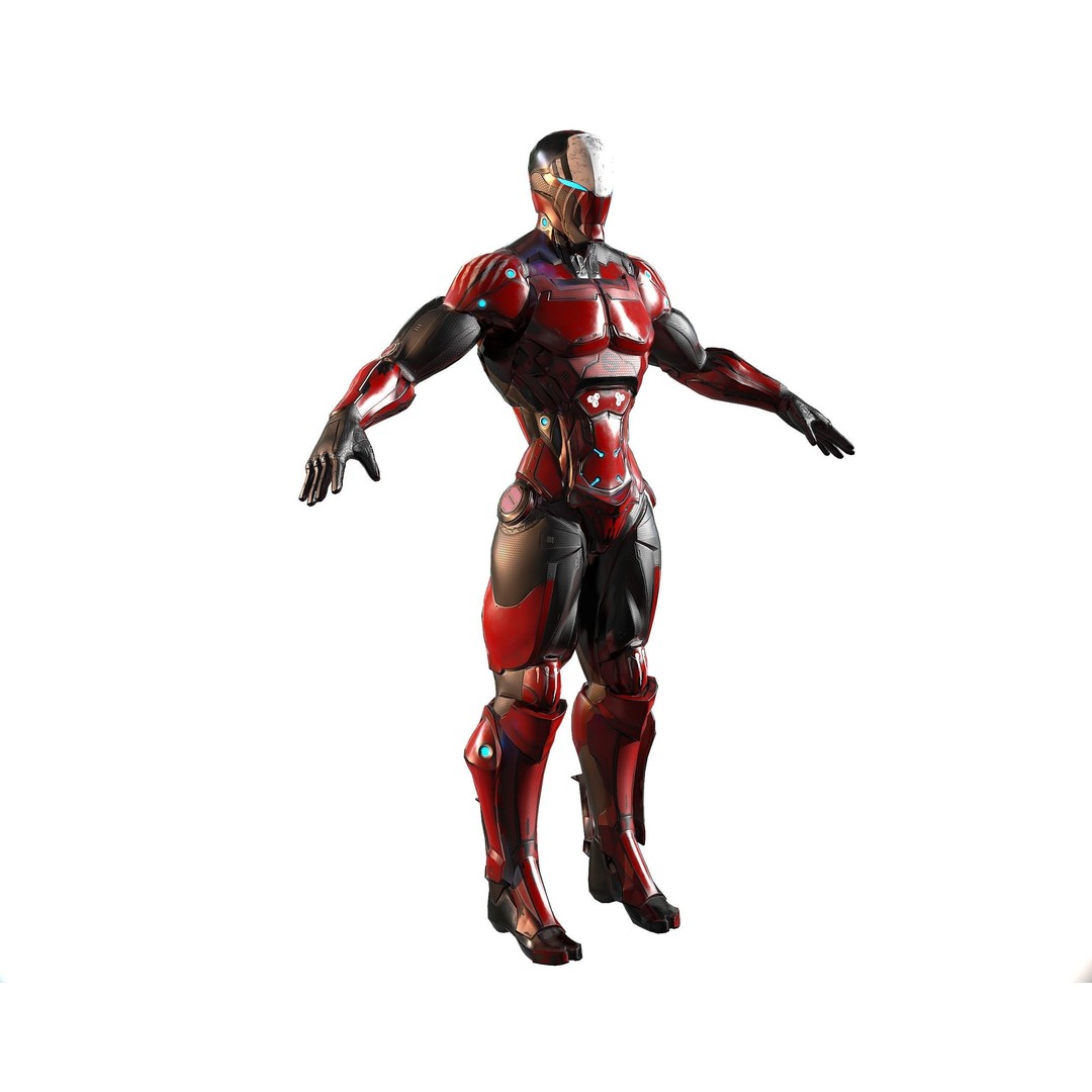 Cybernetic Warrior 3D Model – Low Poly Sci-Fi Character, FBX & OBJ - View 19