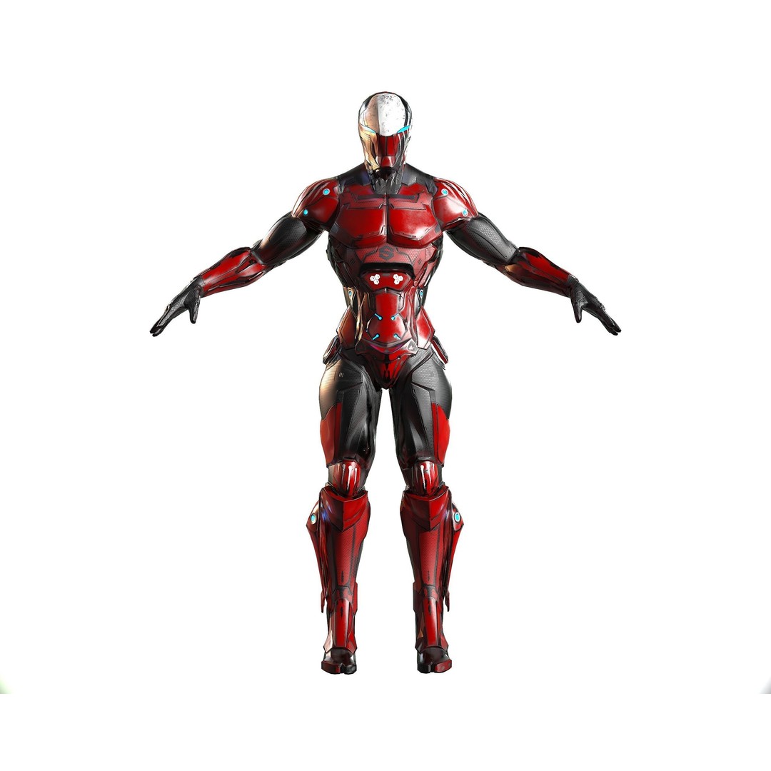 Cybernetic Warrior 3D Model – Low Poly Sci-Fi Character, FBX & OBJ - View 20
