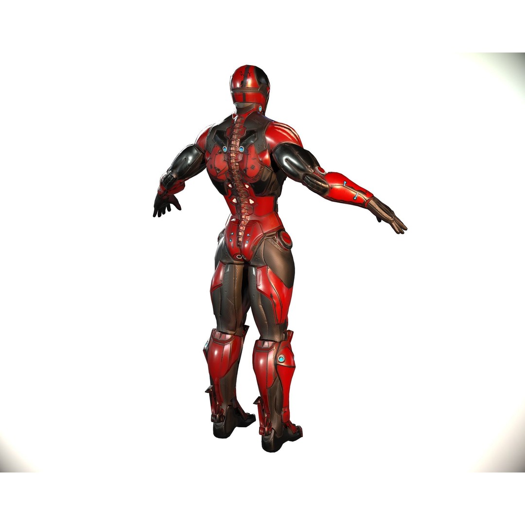 Cybernetic Warrior 3D Model – Low Poly Sci-Fi Character, FBX & OBJ - View 22