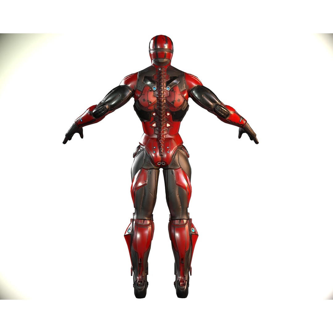 Cybernetic Warrior 3D Model – Low Poly Sci-Fi Character, FBX & OBJ - View 23