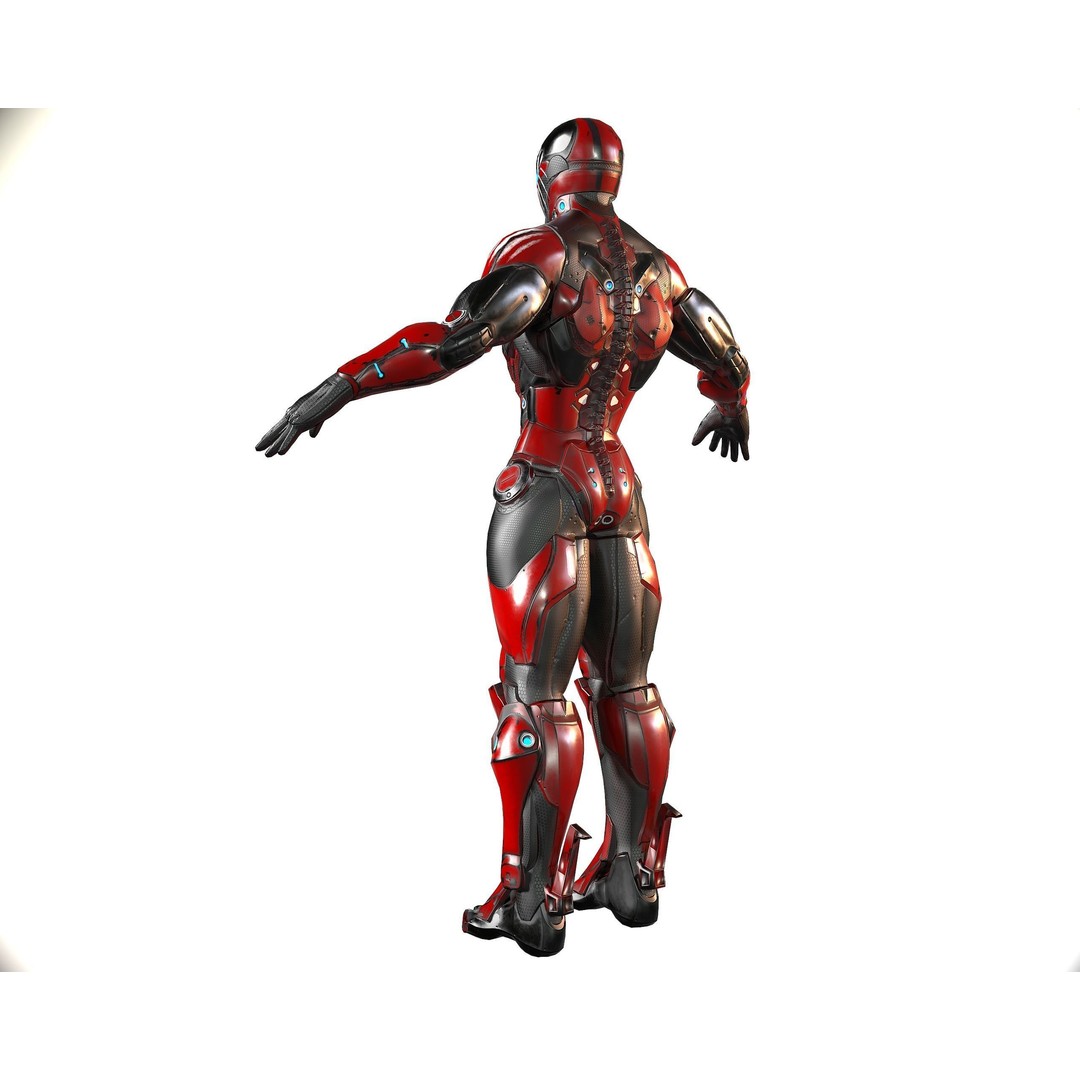 Cybernetic Warrior 3D Model – Low Poly Sci-Fi Character, FBX & OBJ - View 24