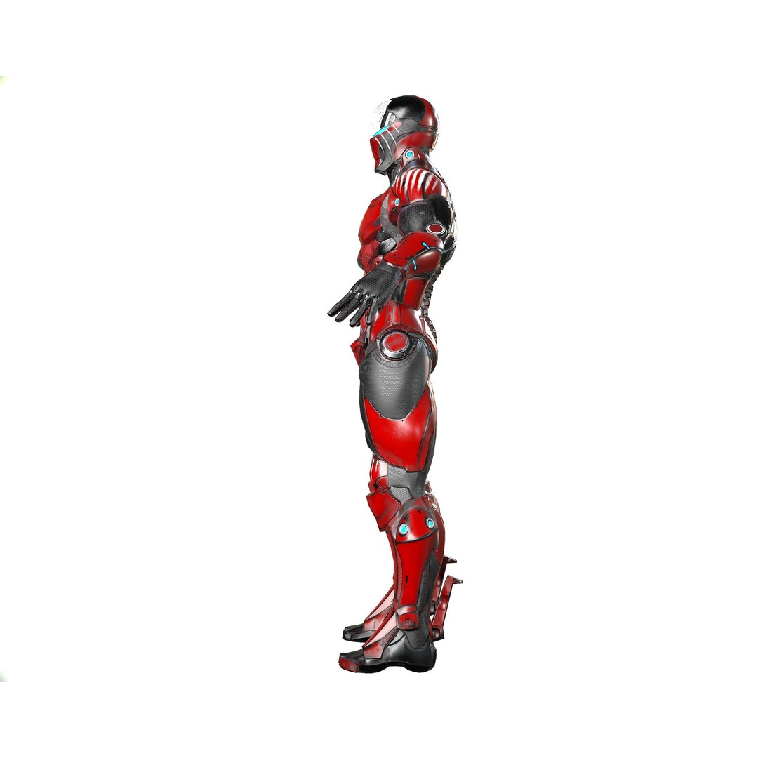Cybernetic Warrior 3D Model – Low Poly Sci-Fi Character, FBX & OBJ - View 25