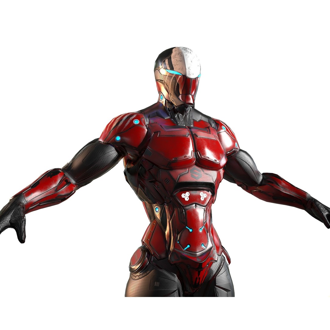 Cybernetic Warrior 3D Model – Low Poly Sci-Fi Character, FBX & OBJ - View 26