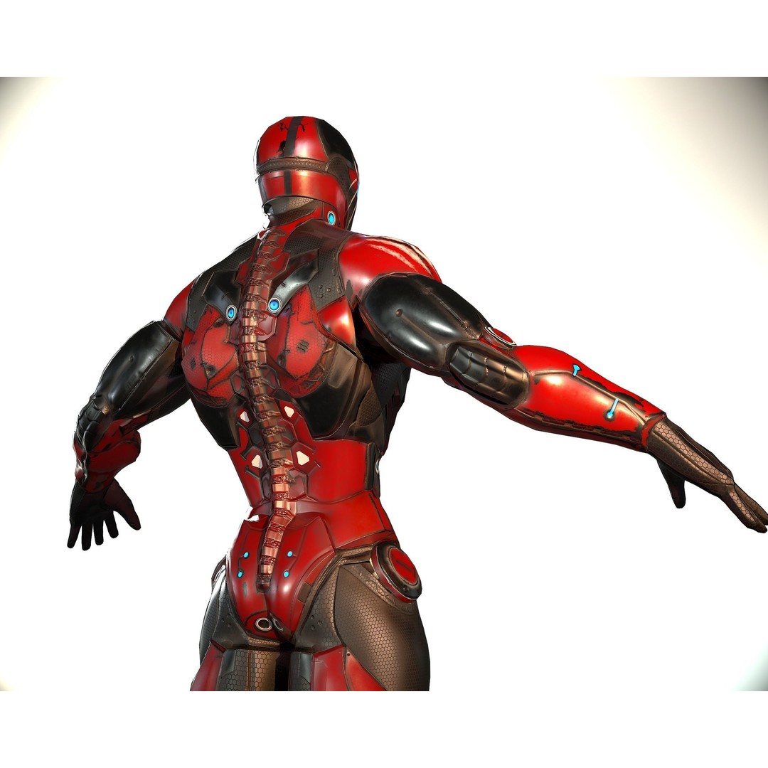 Cybernetic Warrior 3D Model – Low Poly Sci-Fi Character, FBX & OBJ - View 29