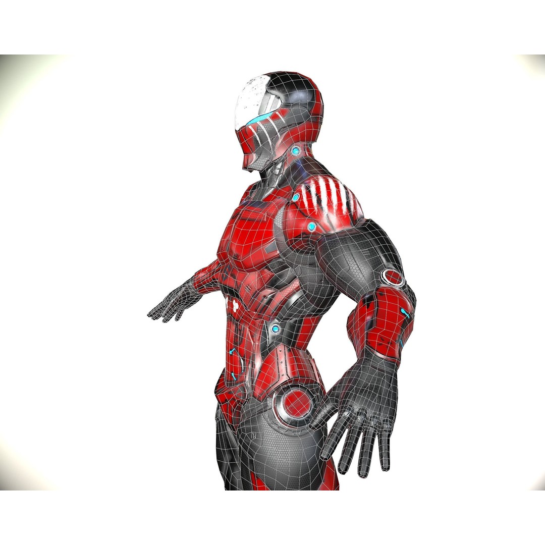 Cybernetic Warrior 3D Model – Low Poly Sci-Fi Character, FBX & OBJ - View 30