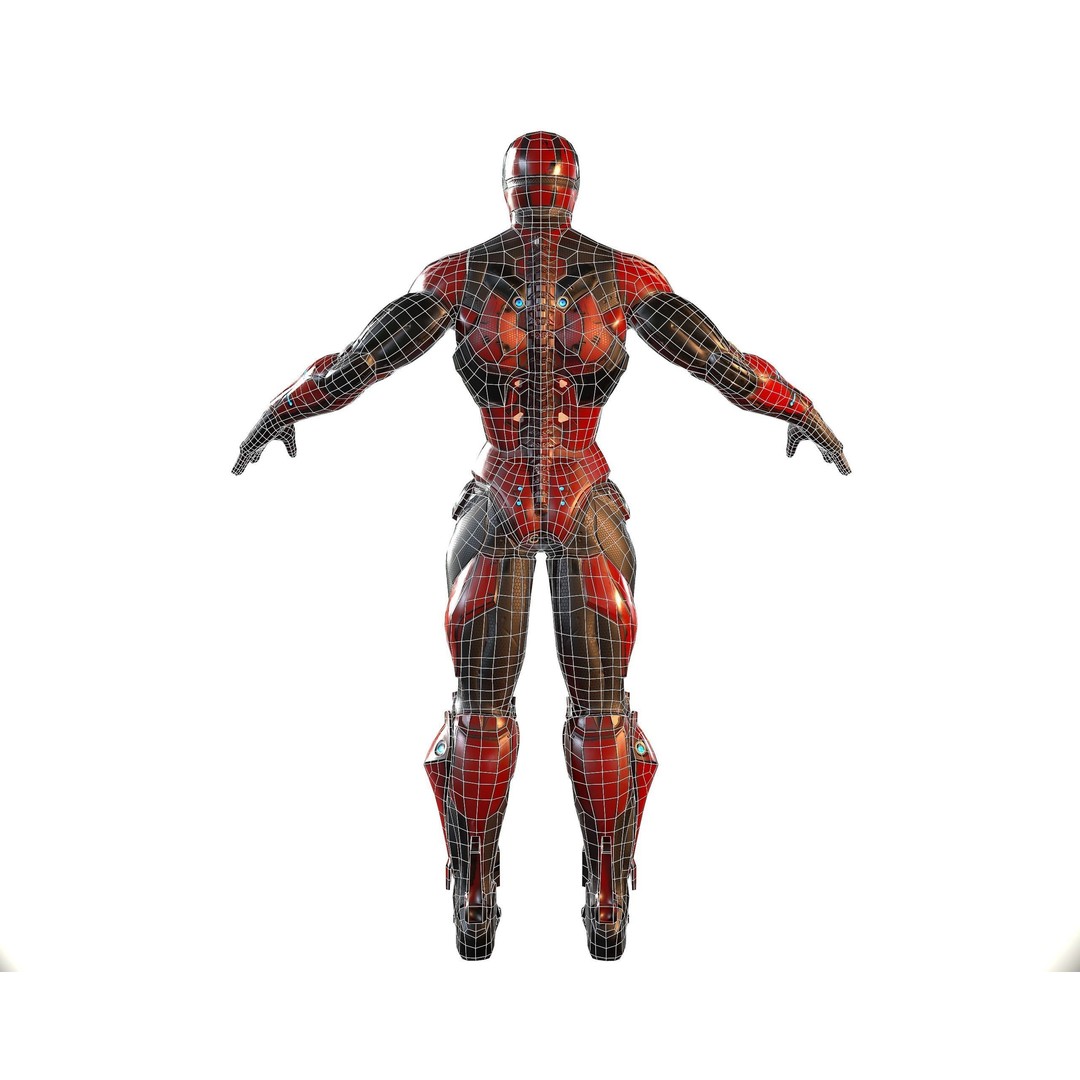 Cybernetic Warrior 3D Model – Low Poly Sci-Fi Character, FBX & OBJ - View 31