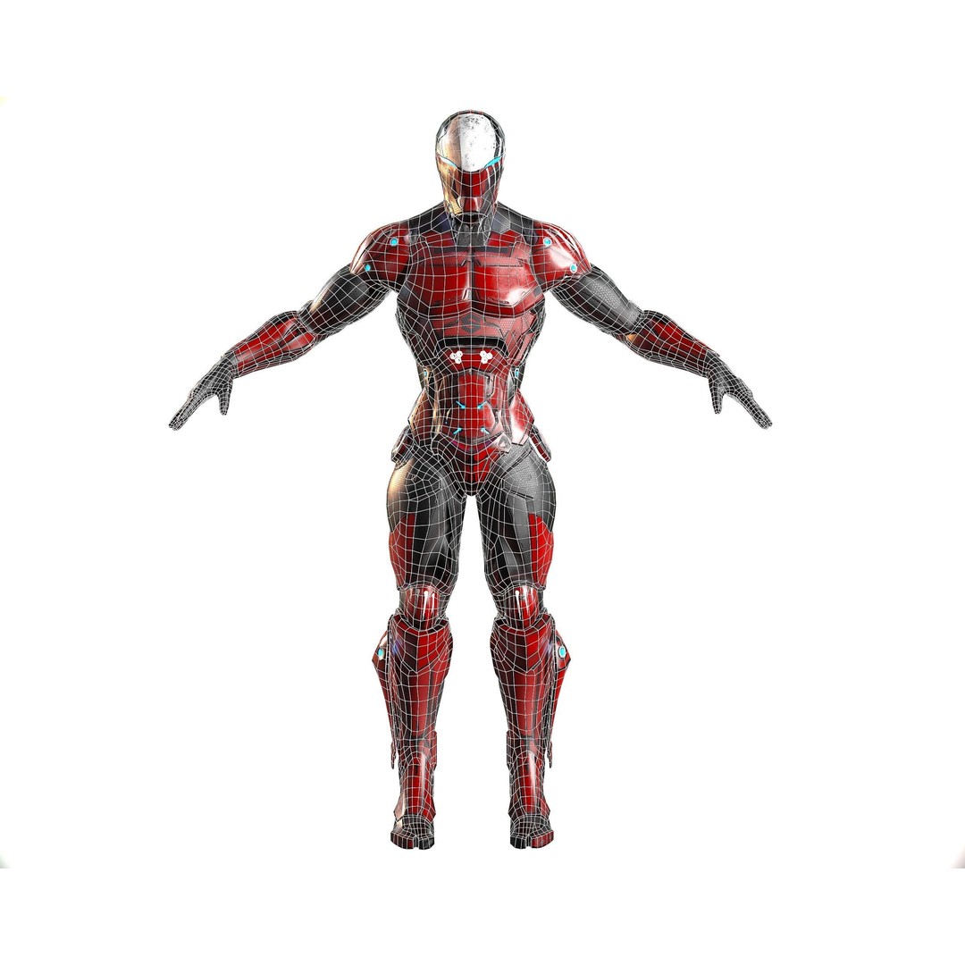 Cybernetic Warrior 3D Model – Low Poly Sci-Fi Character, FBX & OBJ - View 32