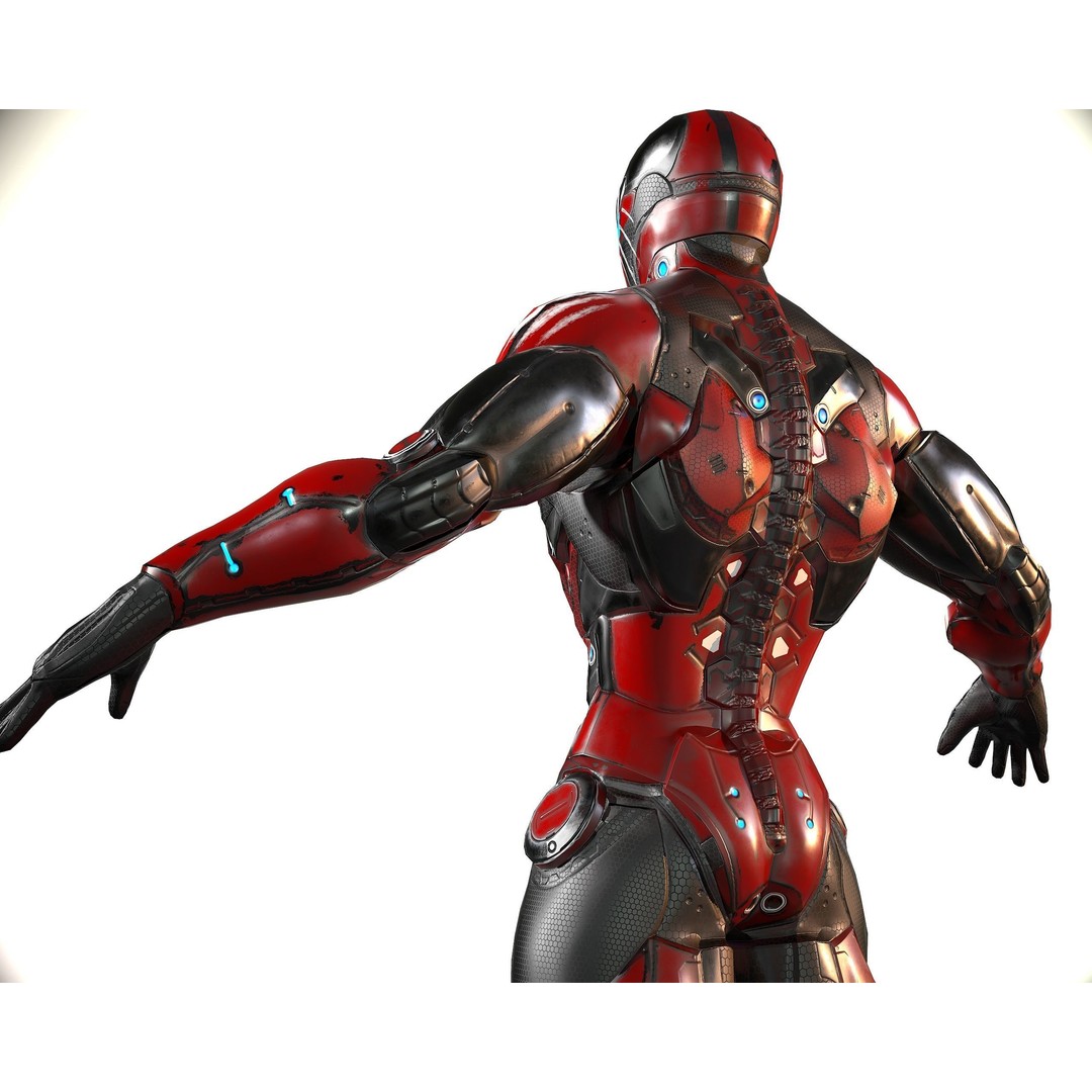 Cybernetic Warrior 3D Model – Low Poly Sci-Fi Character, FBX & OBJ - View 33