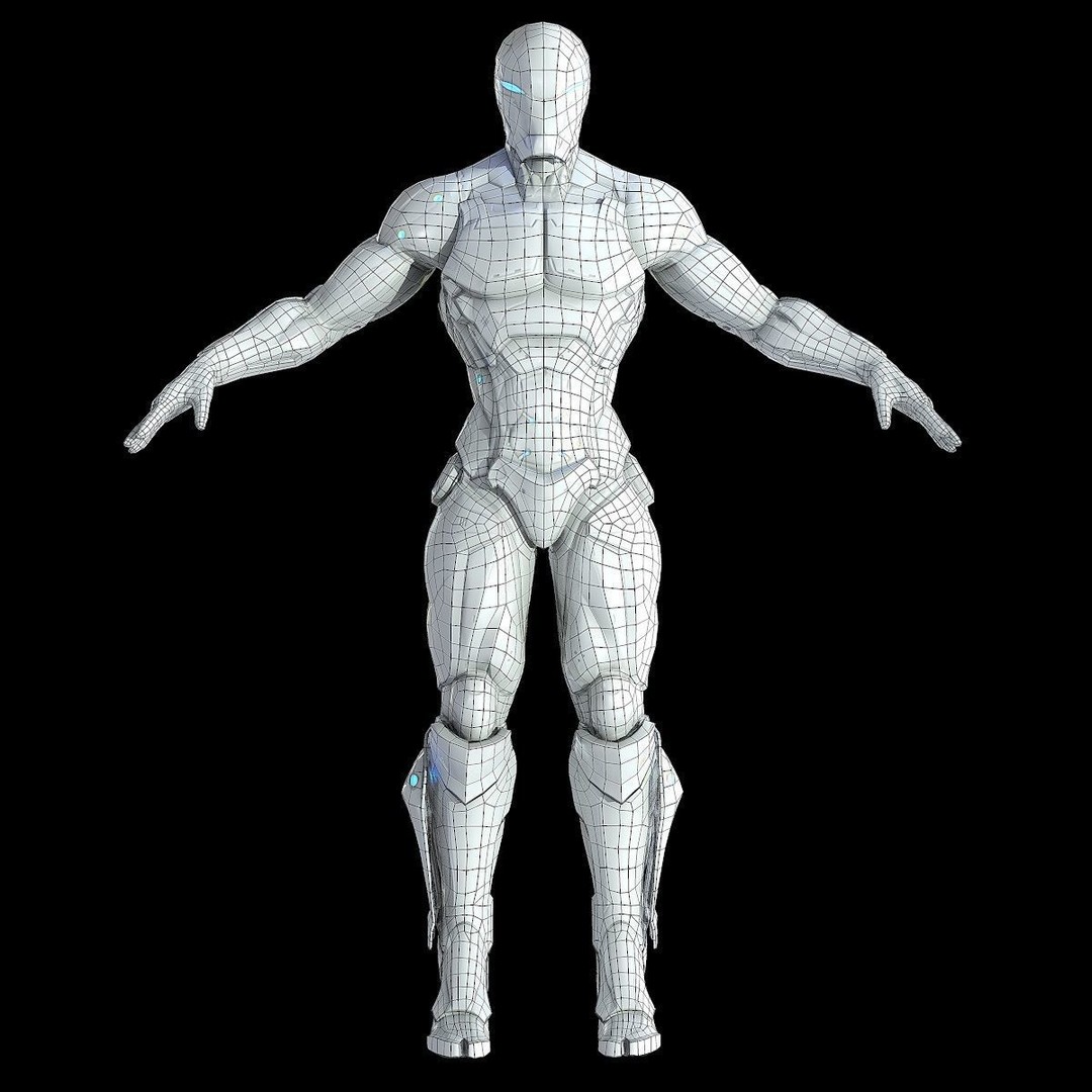 Cybernetic Warrior 3D Model – Low Poly Sci-Fi Character, FBX & OBJ - View 35