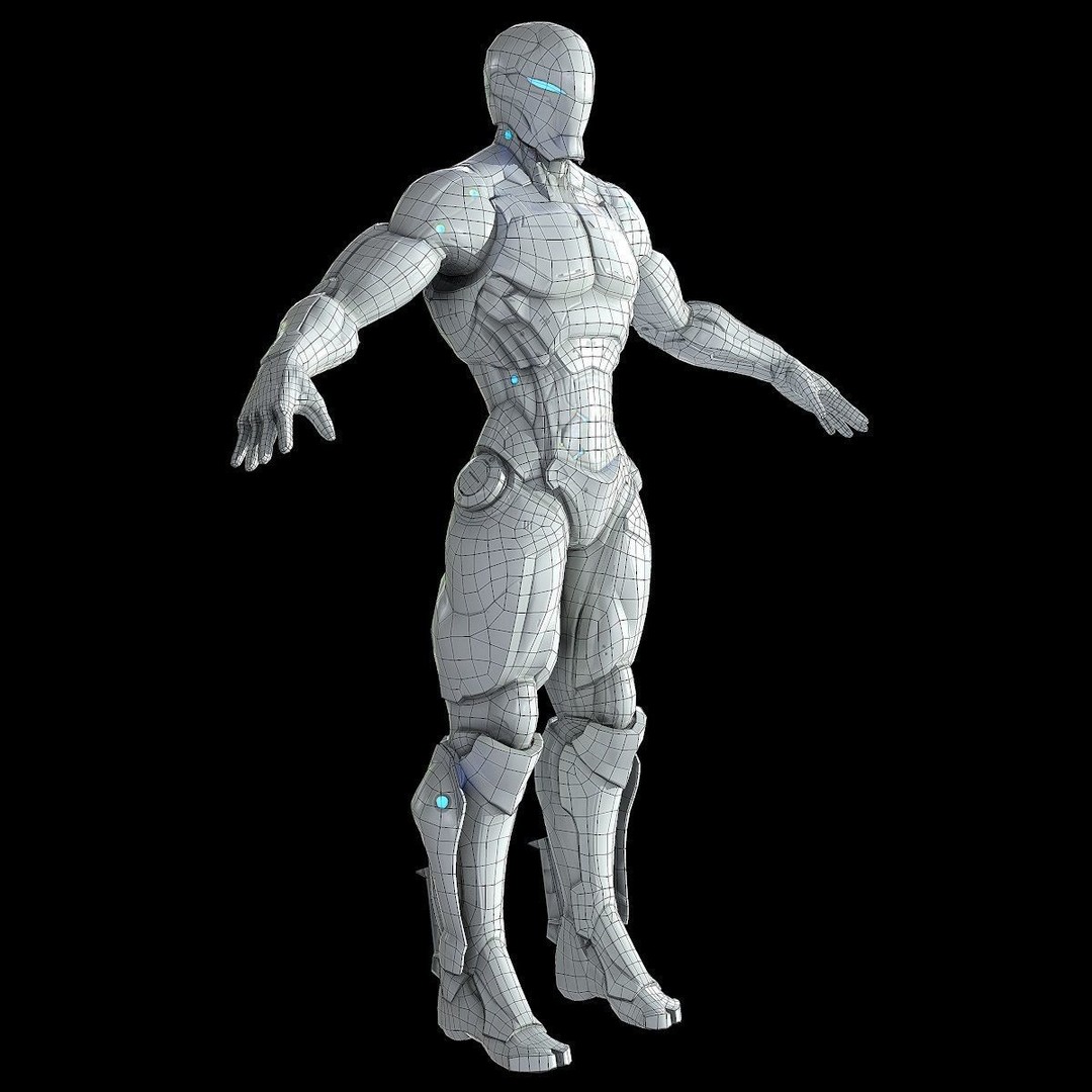 Cybernetic Warrior 3D Model – Low Poly Sci-Fi Character, FBX & OBJ - View 36