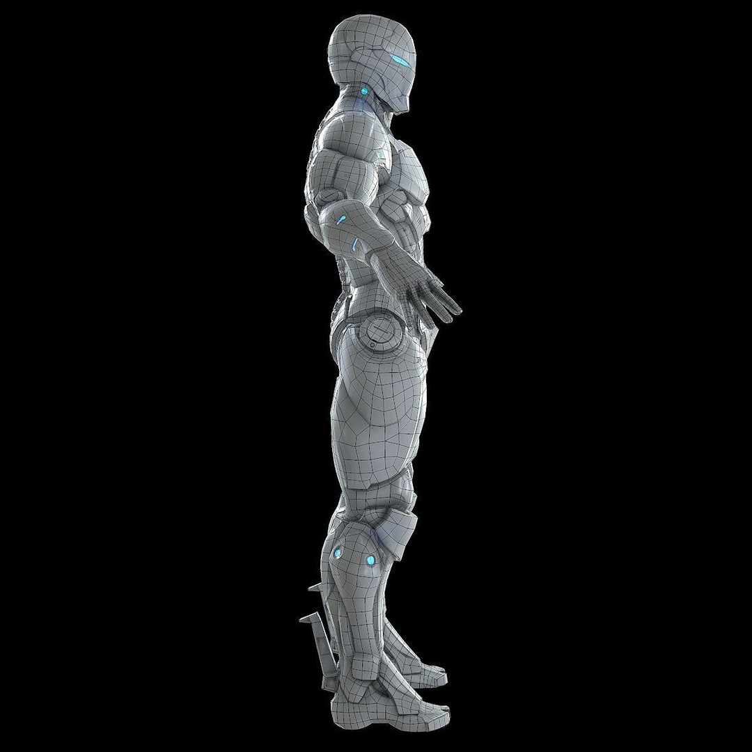 Cybernetic Warrior 3D Model – Low Poly Sci-Fi Character, FBX & OBJ - View 37