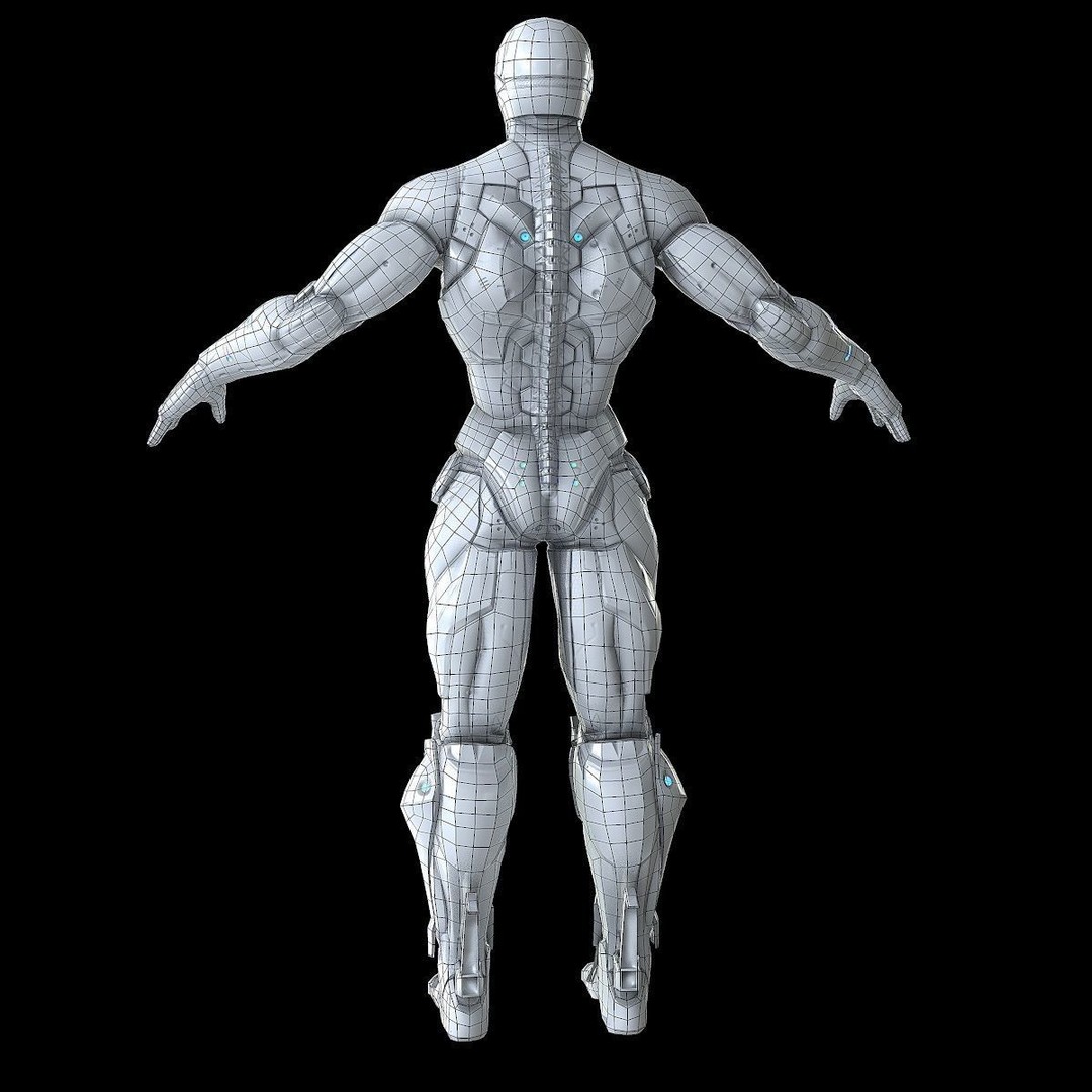 Cybernetic Warrior 3D Model – Low Poly Sci-Fi Character, FBX & OBJ - View 38