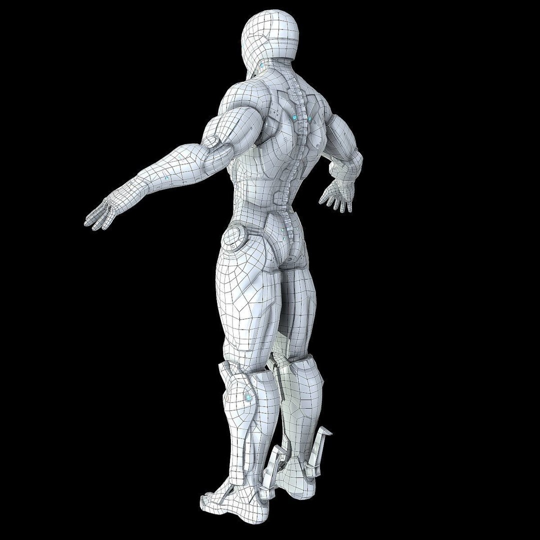 Cybernetic Warrior 3D Model – Low Poly Sci-Fi Character, FBX & OBJ - View 39