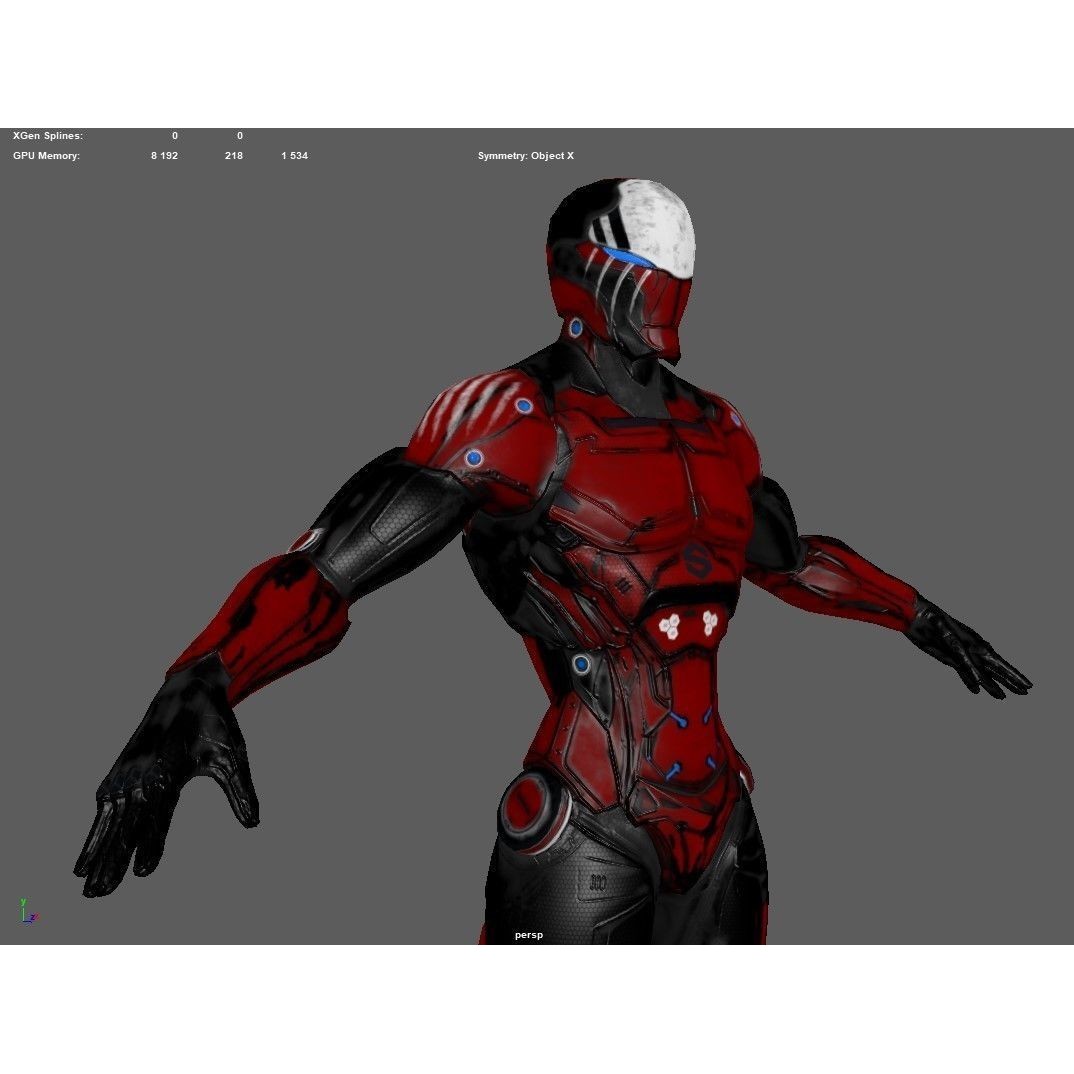 Cybernetic Warrior 3D Model – Low Poly Sci-Fi Character, FBX & OBJ - View 42