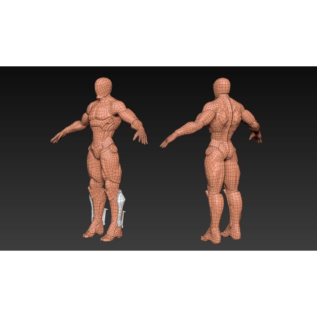 Cybernetic Warrior 3D Model – Low Poly Sci-Fi Character, FBX & OBJ - View 45