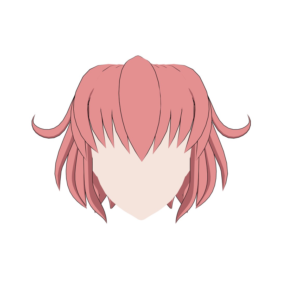 Anime Hair 3D Model – Low Poly Character Asset, Blender & FBX - View 11
