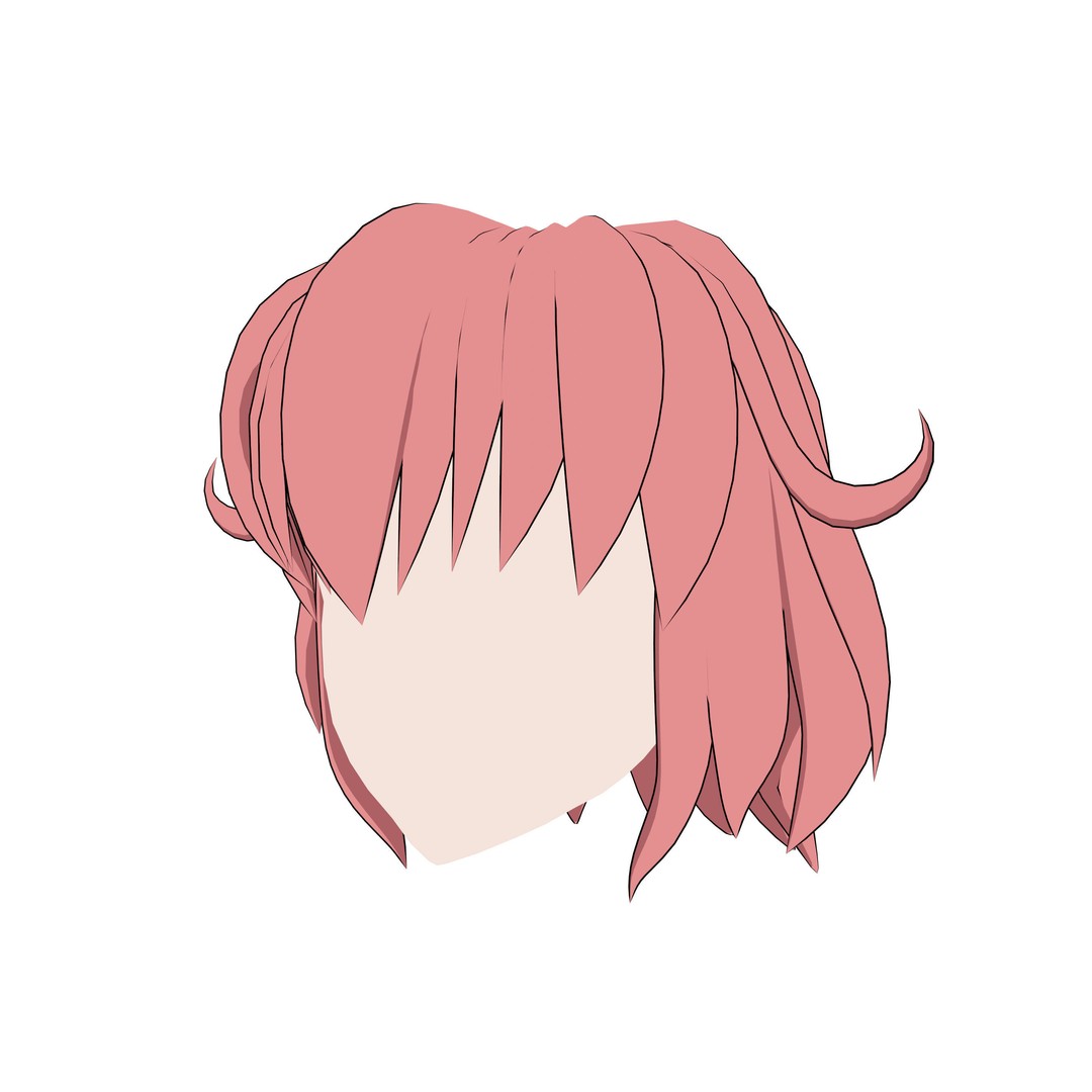 Anime Hair 3D Model – Low Poly Character Asset, Blender & FBX - View 13