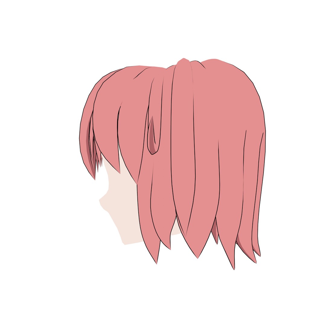 Anime Hair 3D Model – Low Poly Character Asset, Blender & FBX - View 15