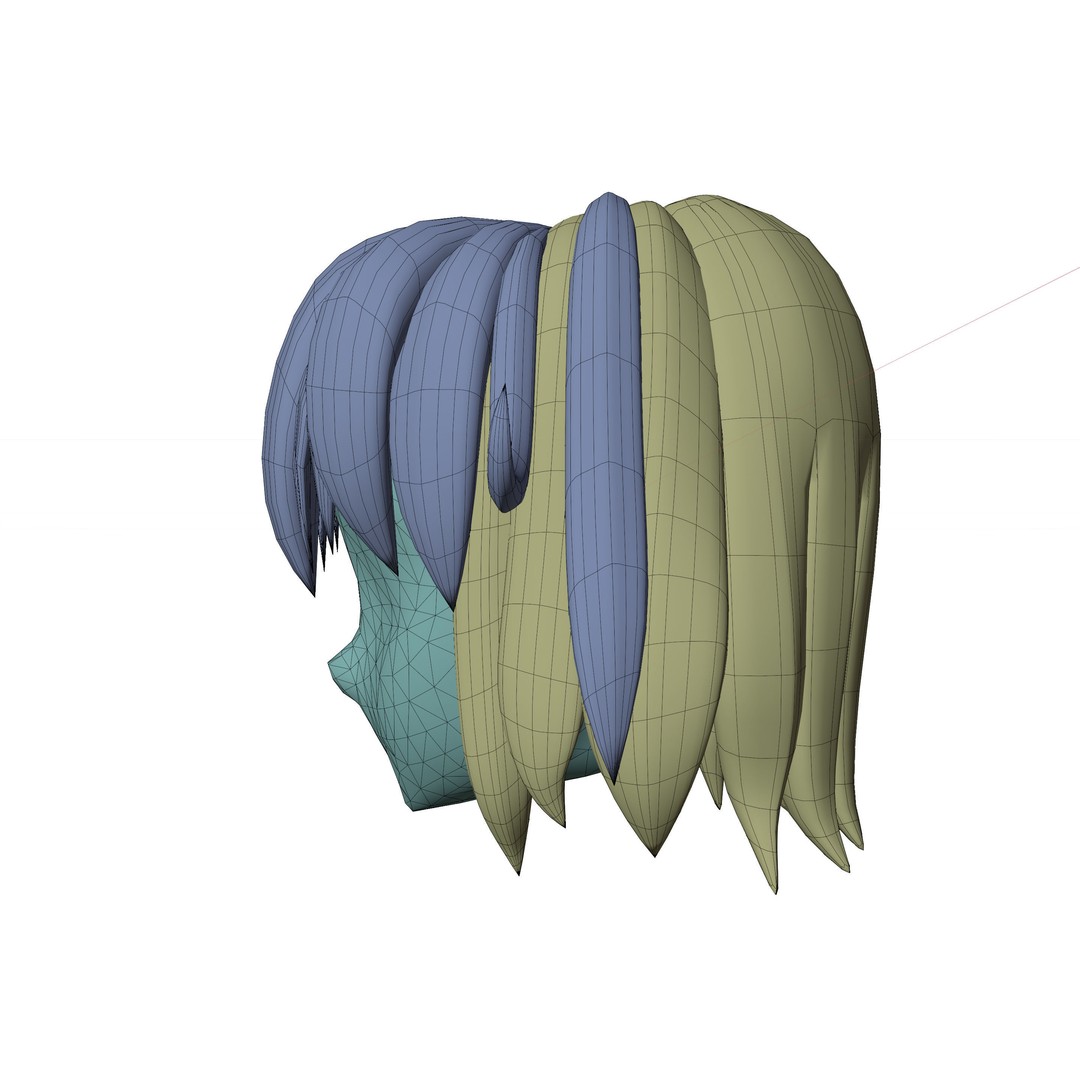 Anime Hair 3D Model – Low Poly Character Asset, Blender & FBX - View 16