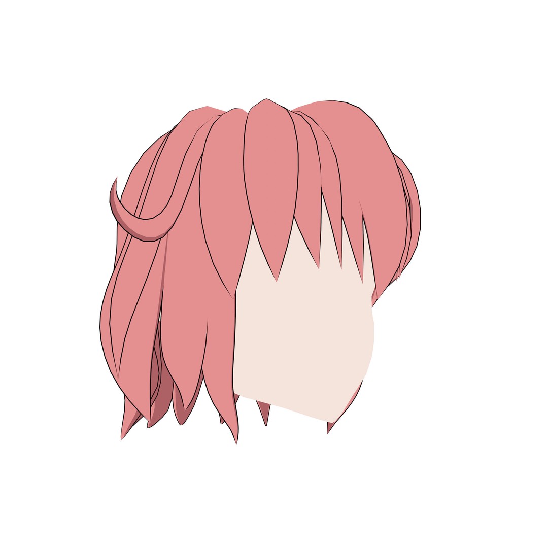 Anime Hair 3D Model – Low Poly Character Asset, Blender & FBX - View 19