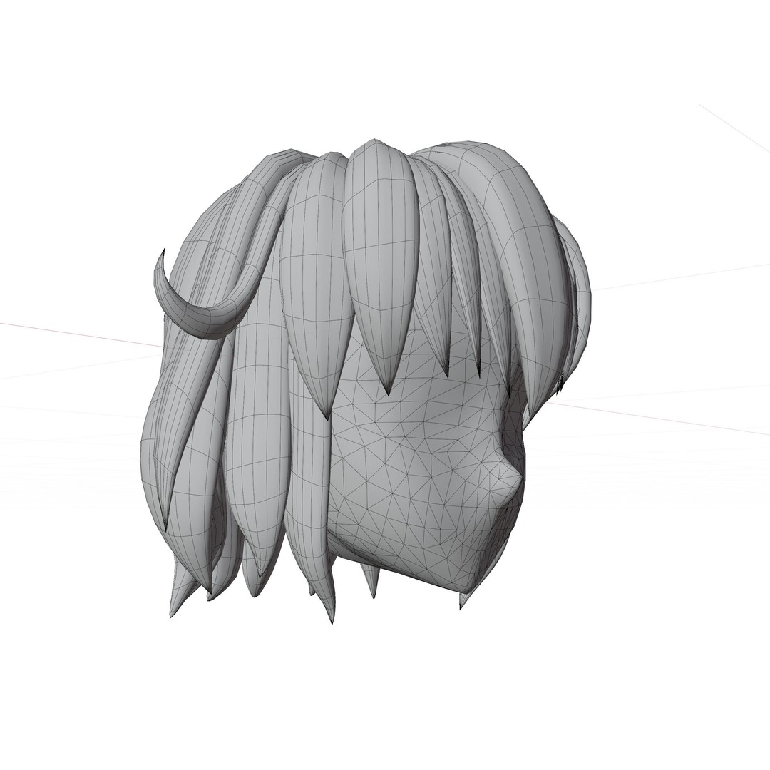 Anime Hair 3D Model – Low Poly Character Asset, Blender & FBX - View 20