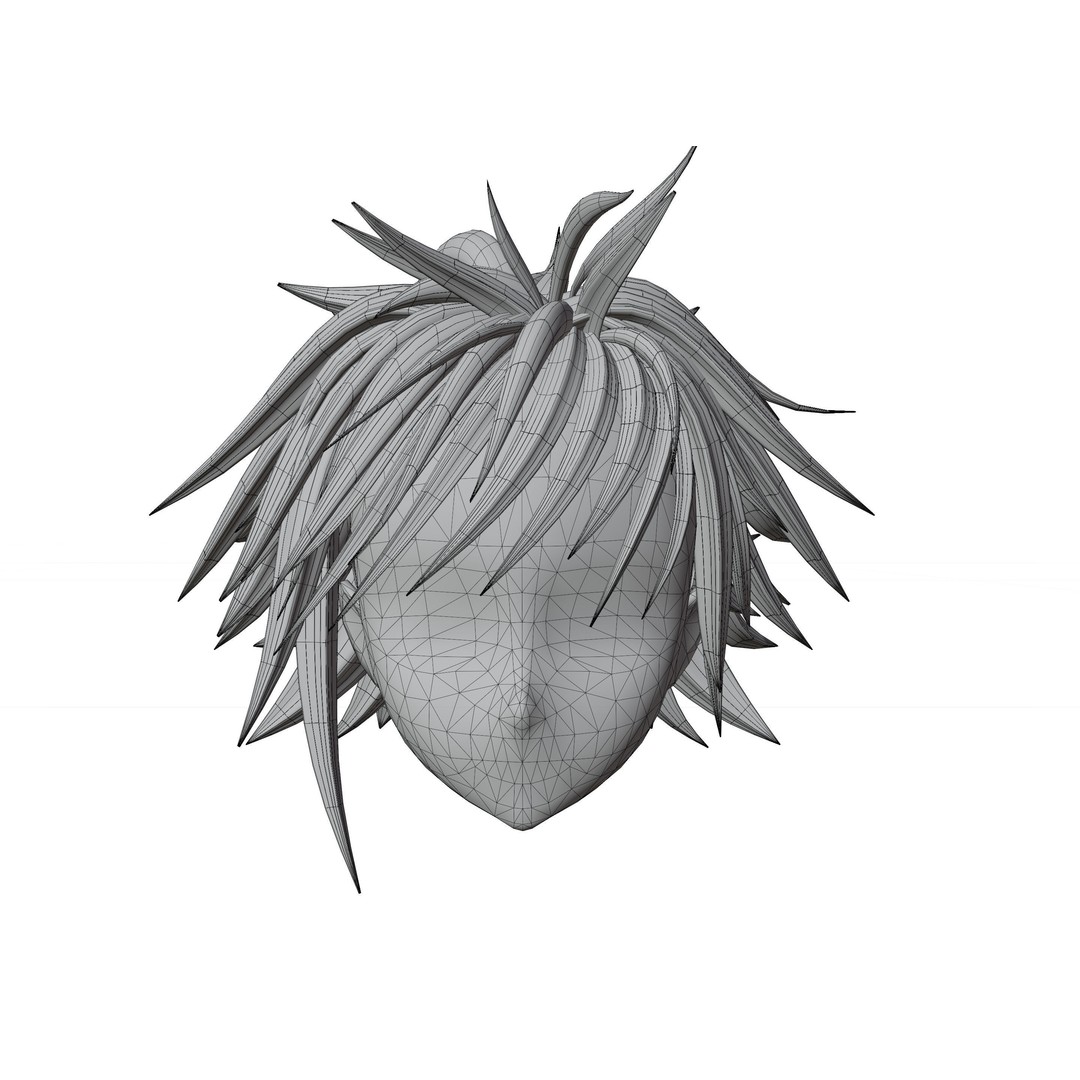 Anime Hair 3D Model – Low Poly Character Asset, Blender & FBX - View 22