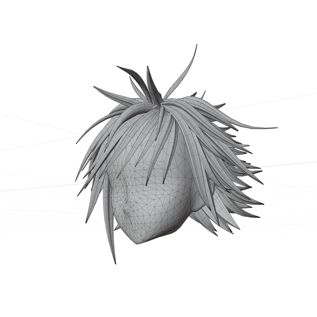 Anime Hair 3D Model – Low Poly Character Asset, Blender & FBX - View 24