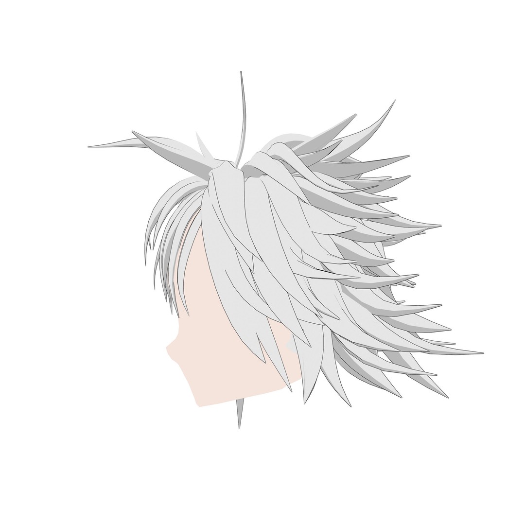 Anime Hair 3D Model – Low Poly Character Asset, Blender & FBX - View 25