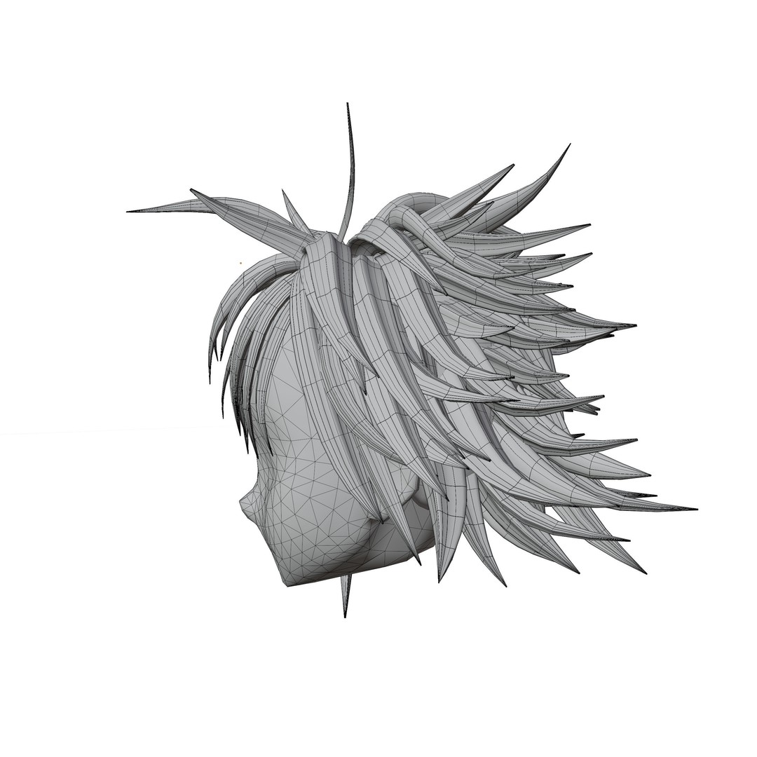 Anime Hair 3D Model – Low Poly Character Asset, Blender & FBX - View 26