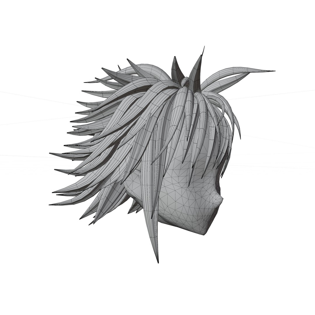 Anime Hair 3D Model – Low Poly Character Asset, Blender & FBX - View 32