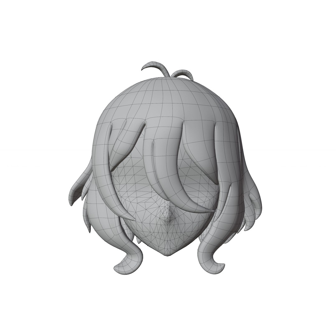 Anime Hair 3D Model – Low Poly Character Asset, Blender & FBX - View 34