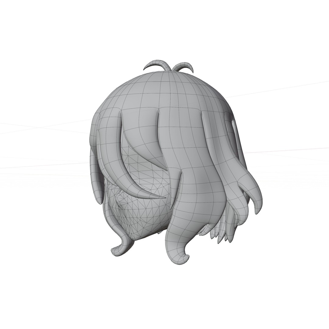 Anime Hair 3D Model – Low Poly Character Asset, Blender & FBX - View 36