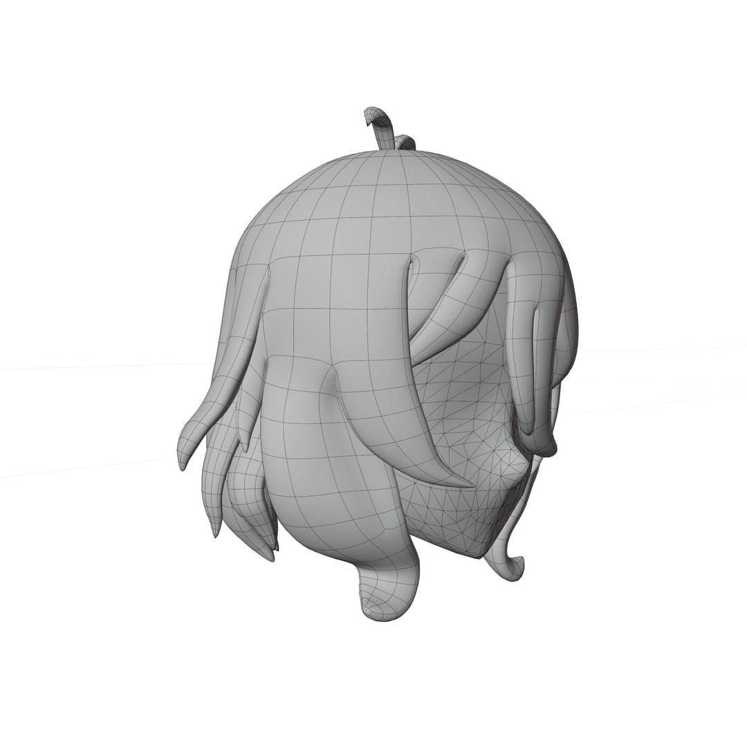 Anime Hair 3D Model – Low Poly Character Asset, Blender & FBX - View 42