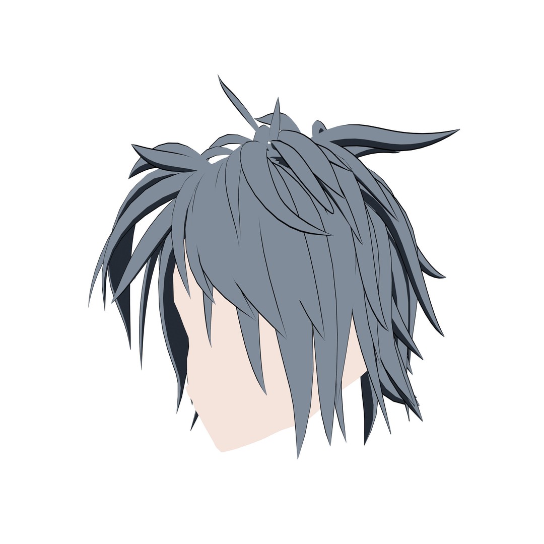 Anime Hair 3D Model – Low Poly Character Asset, Blender & FBX - View 45