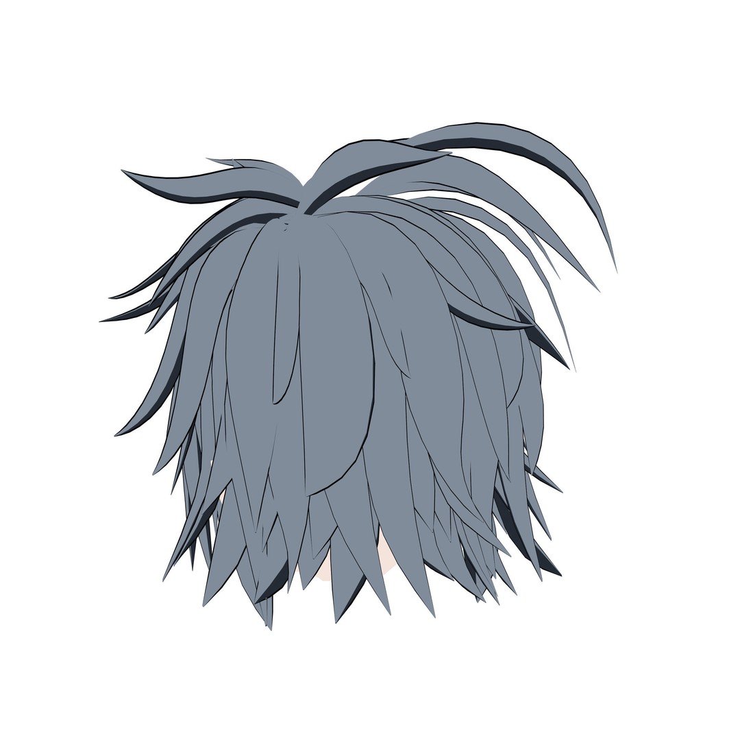 Anime Hair 3D Model – Low Poly Character Asset, Blender & FBX - View 49
