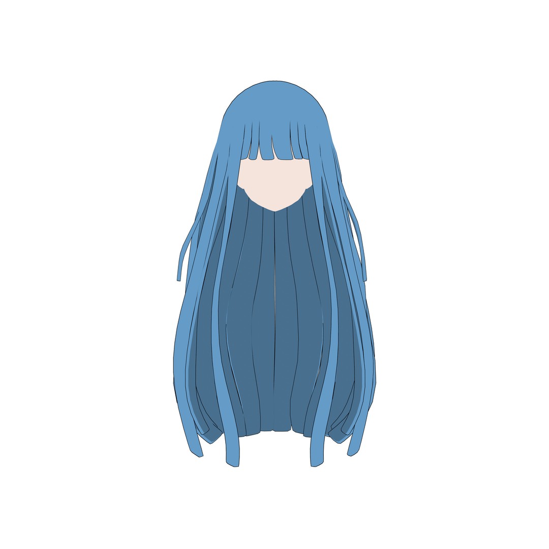 Anime Hair 3D Model – Low Poly Character Asset, Blender & FBX - View 5