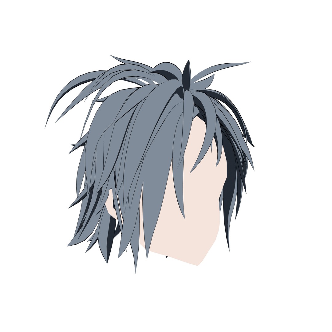 Anime Hair 3D Model – Low Poly Character Asset, Blender & FBX - View 53