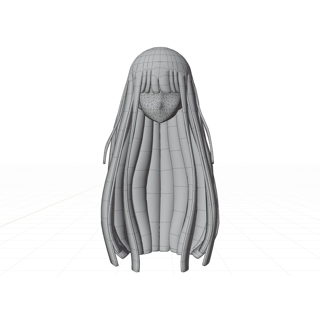 Anime Hair 3D Model – Low Poly Character Asset, Blender & FBX - View 6