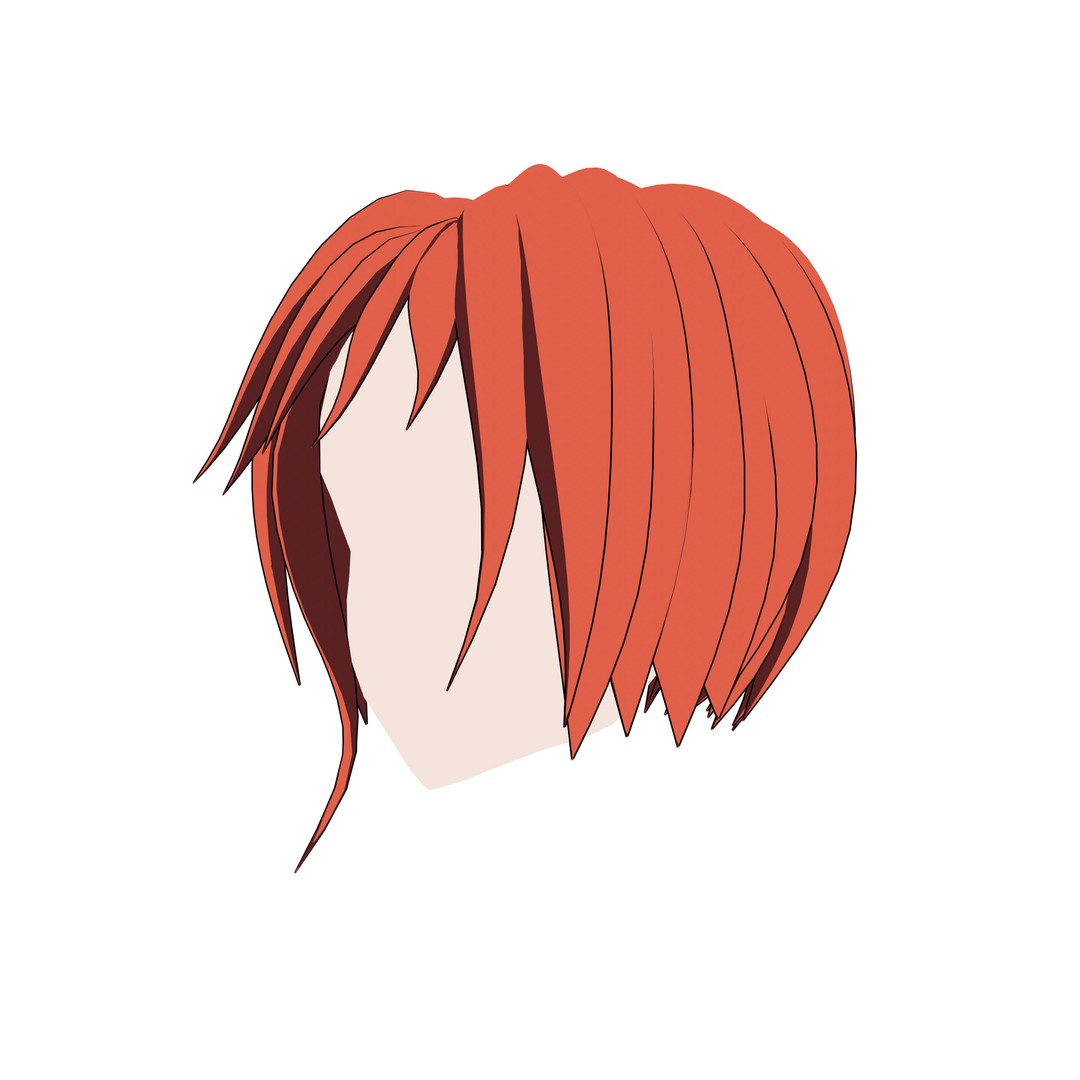 Anime Hair 3D Model – Low Poly Character Asset, Blender & FBX - View 71