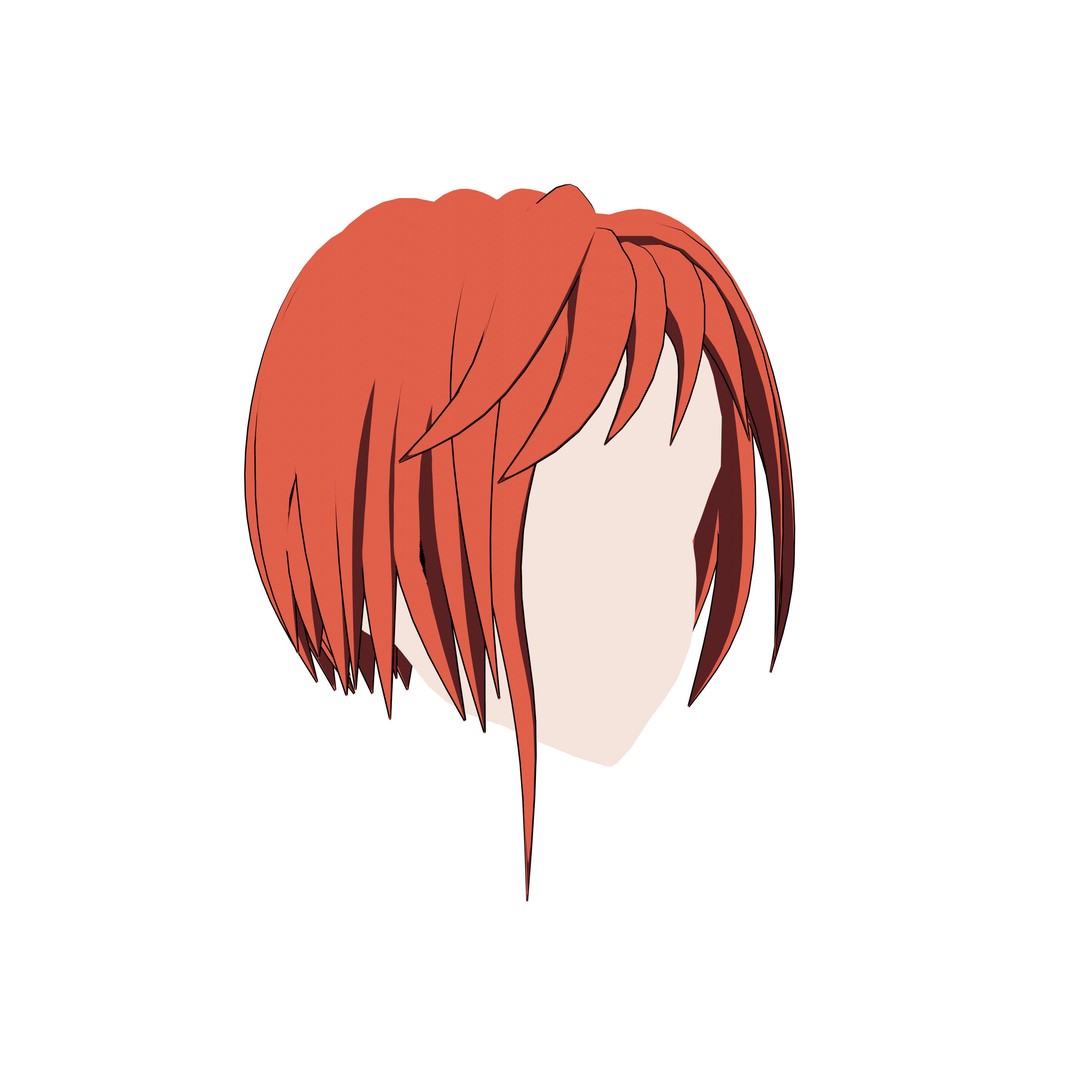 Anime Hair 3D Model – Low Poly Character Asset, Blender & FBX - View 77