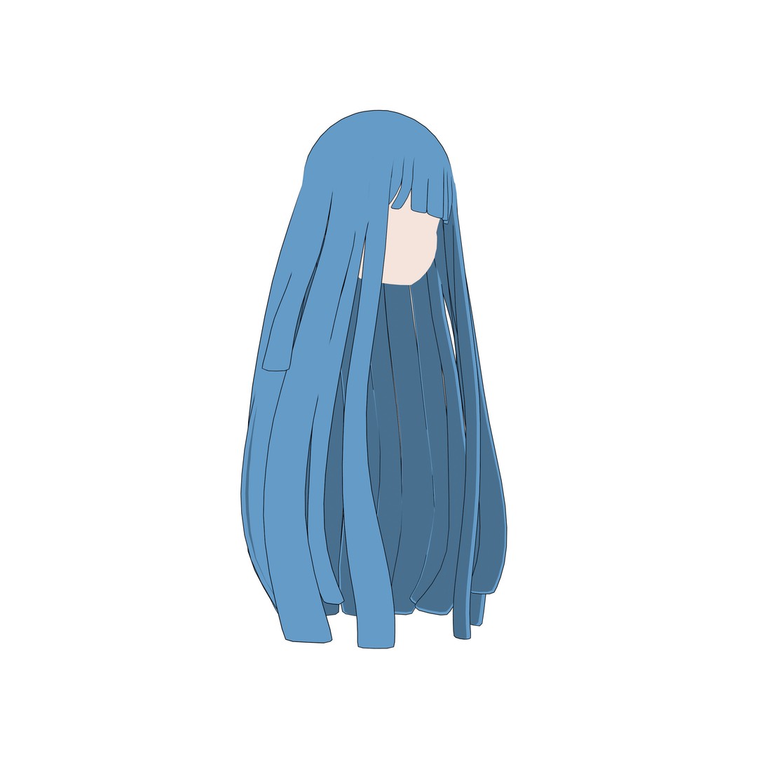 Anime Hair 3D Model – Low Poly Character Asset, Blender & FBX - View 9