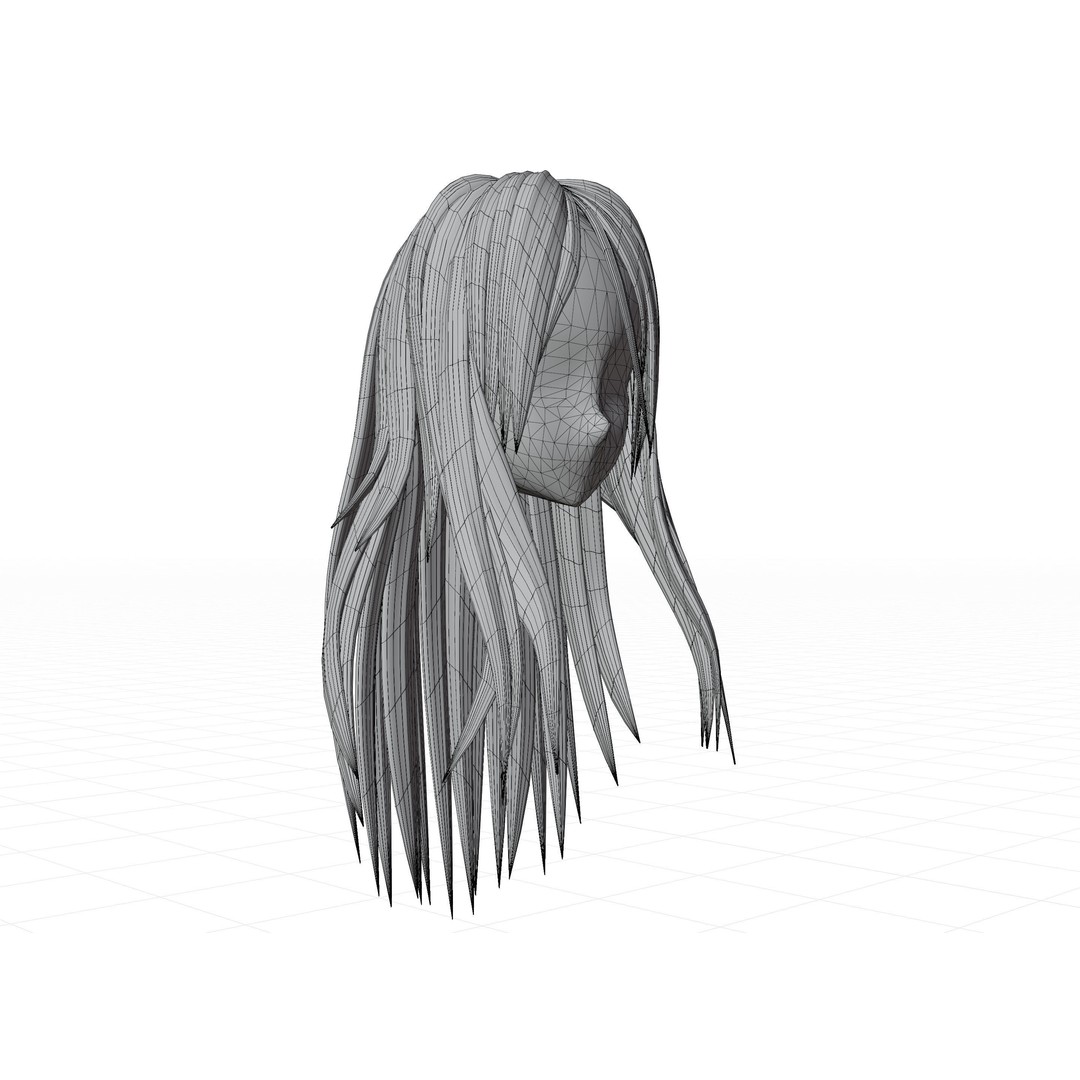 Anime Hair 3D Model – Low Poly Character Asset, Blender & FBX - View 90