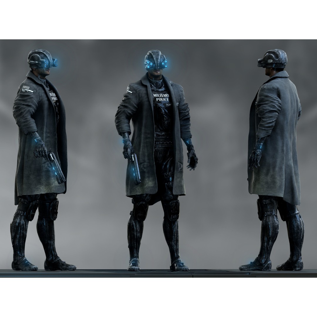 Sci-Fi Military Police 3D Model – Low Poly Rigged Character, FBX, OBJ - View 3