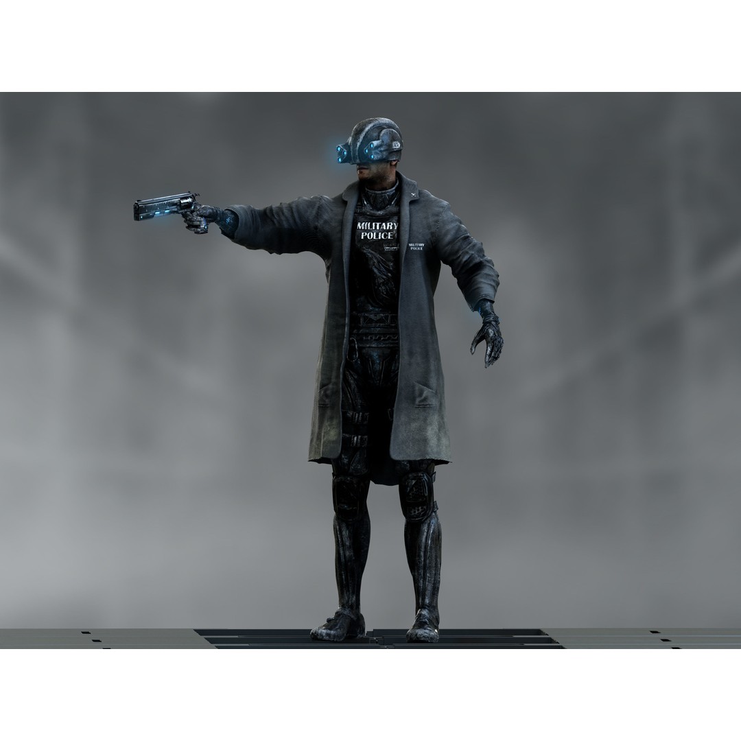 Sci-Fi Military Police 3D Model – Low Poly Rigged Character, FBX, OBJ - View 7