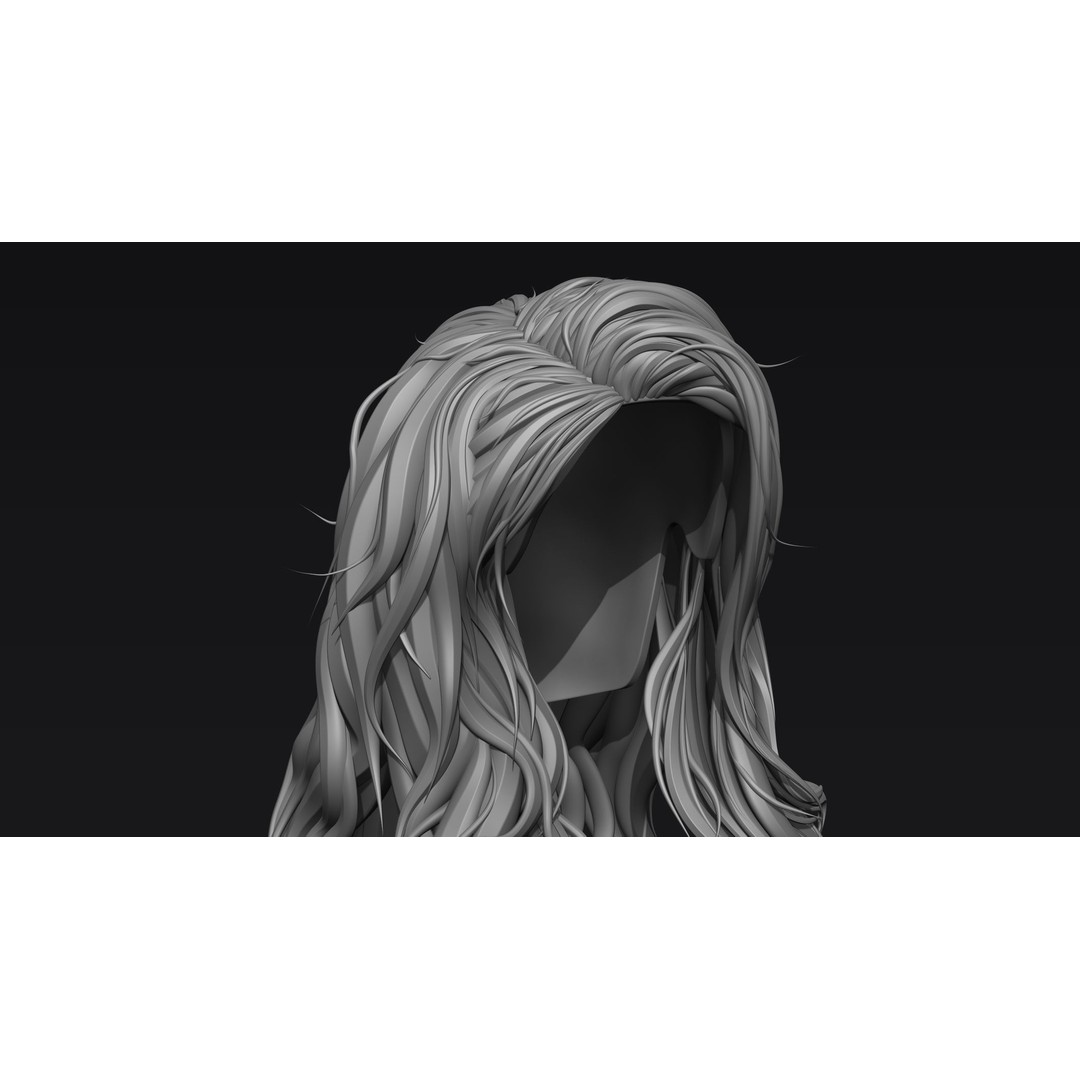 Realistic Female Hair 3D Model – High Poly ZBrush Sculpt, OBJ Format - View 10