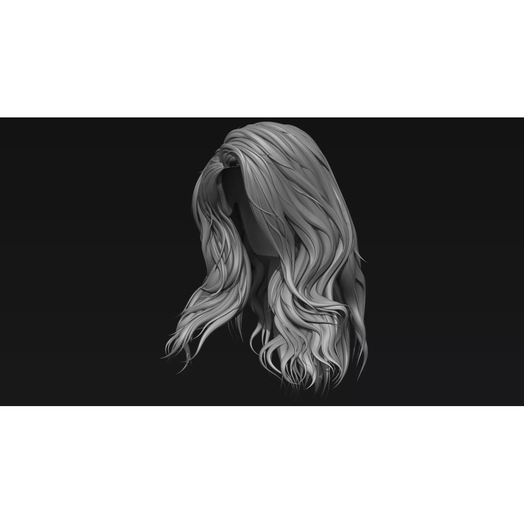 Realistic Female Hair 3D Model – High Poly ZBrush Sculpt, OBJ Format - View 2